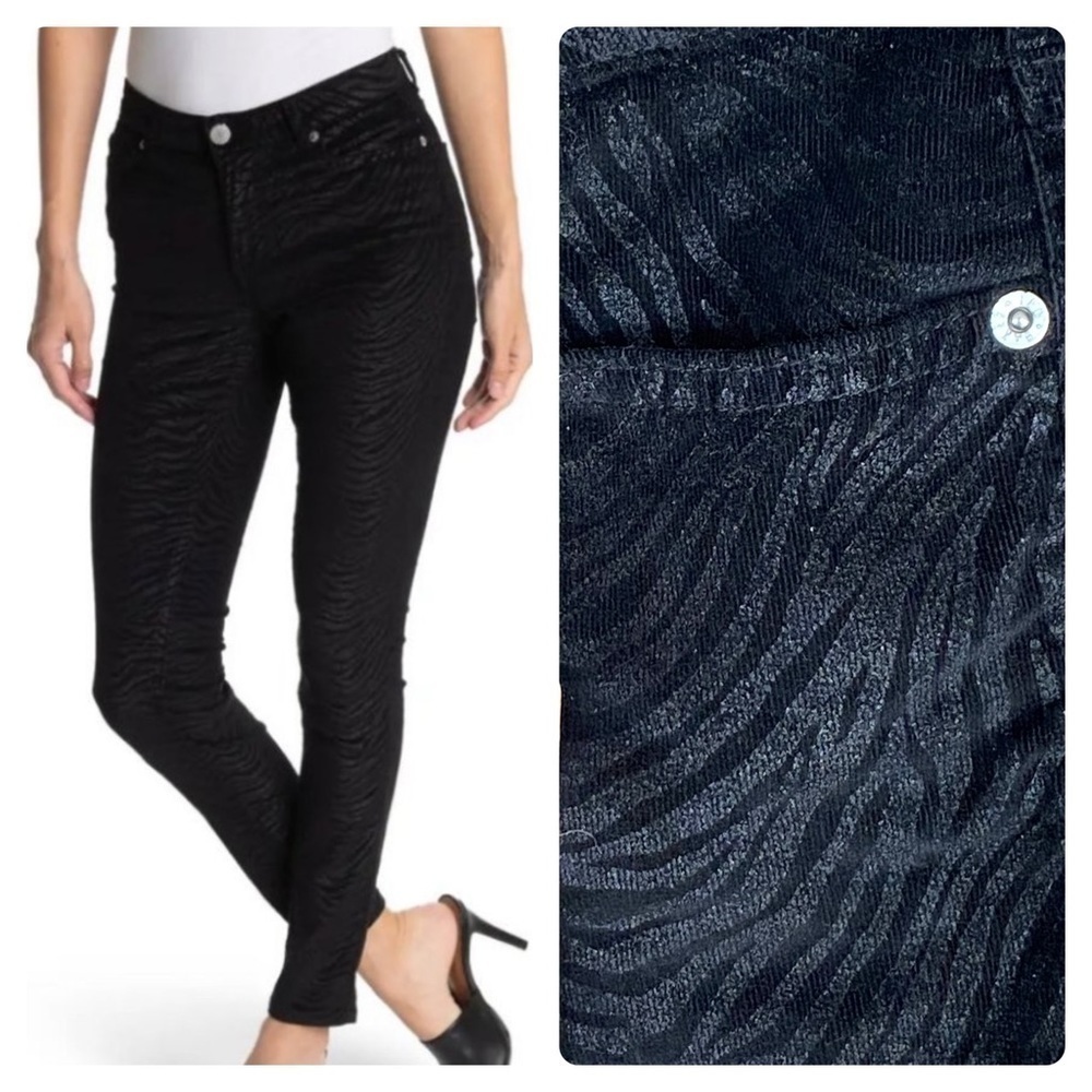 Ted Baker London Debra Zebra Skinny Jeans in Velvet Black NWT Size 27